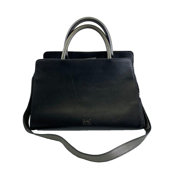 Zac Posen Handbags - BOGO Zac Posen Satchel Purse Black Leather Fur Stripes Tote Crossbody Strap Snap